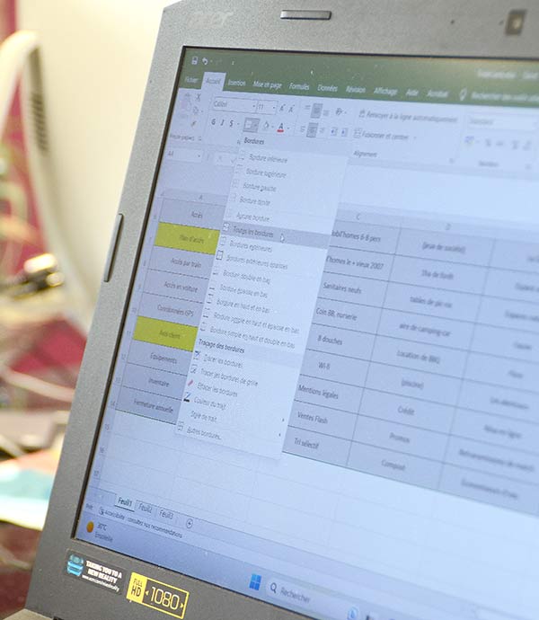 arborescence web sur Excel, document préparatoire au tri de carte