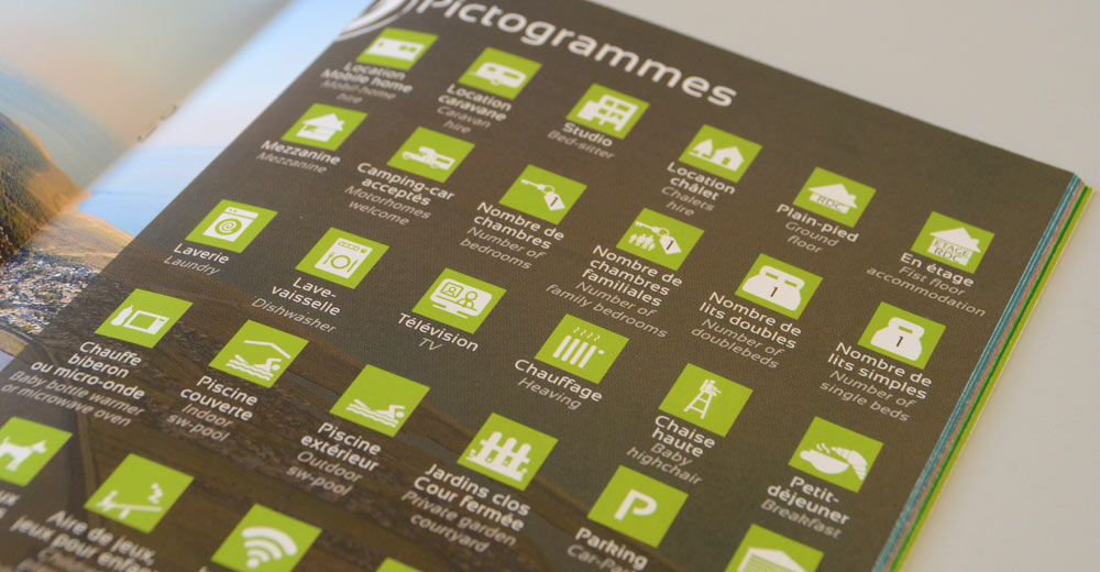 Brochure touristique de l'Aiguillon sur mer pictogrammes