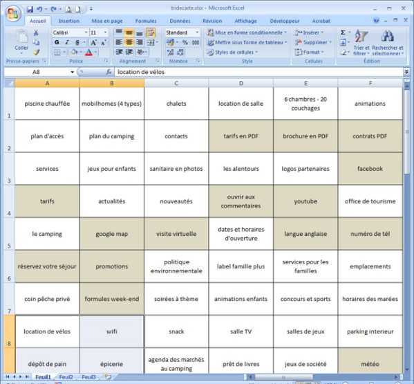 Cartes excel