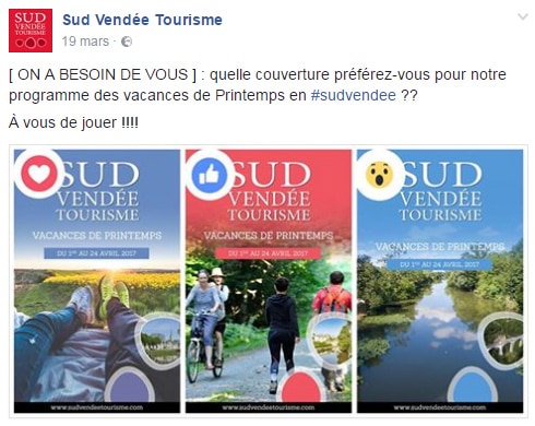 Choix de la couverture d'une brochure pour sud vendée tourisme