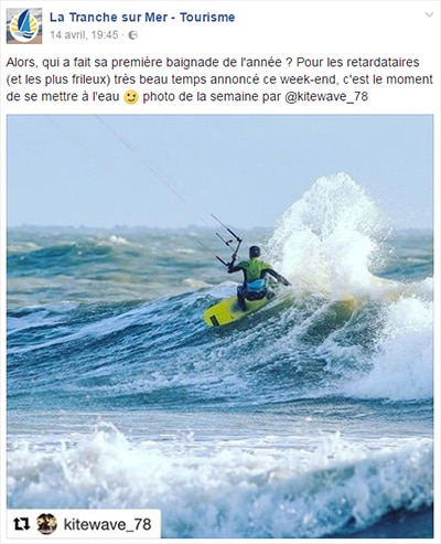 La photo de la semaine sur la page facebook de la tranche sur mer