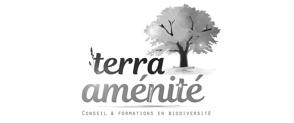 Conception de logo en niveaux de gris de Terra Aménité