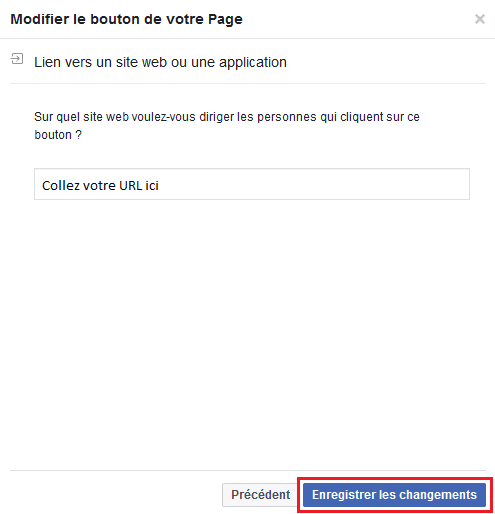 Bouton "réserver" pour facebook