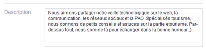 Description d'une page Facebook