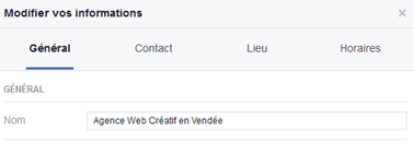 Remplir ses informations de page Facebook