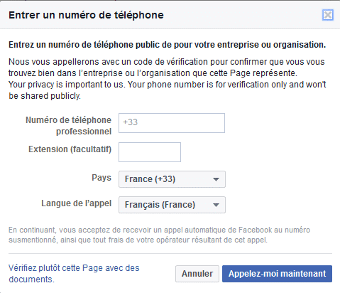Être appelé pour rendre sa page Facebook officielle