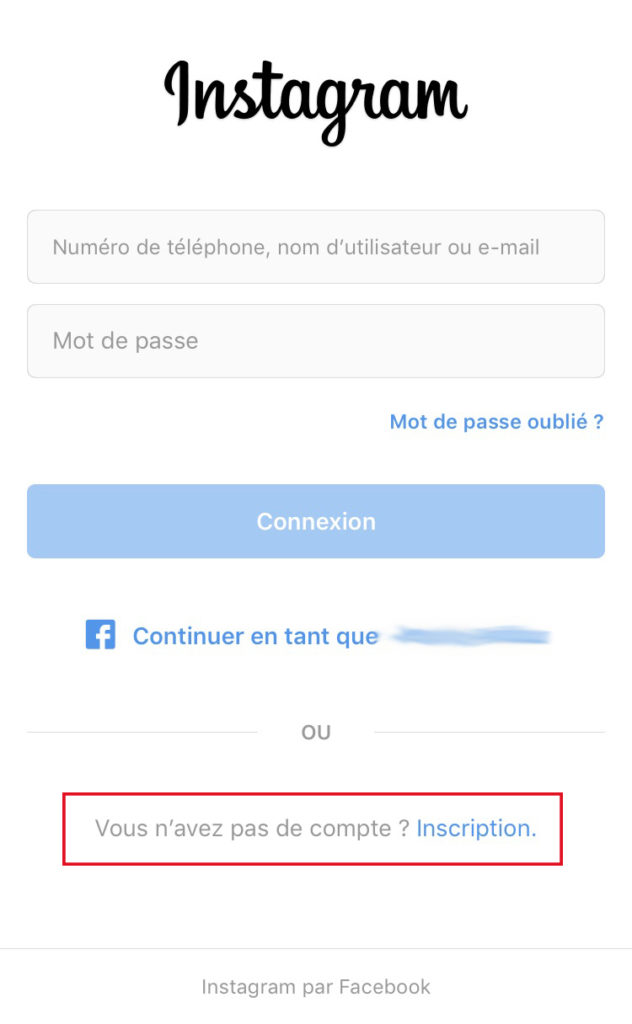 Créer un compte Instagram : l'inscription