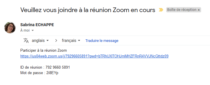 invitation à une réunion visio