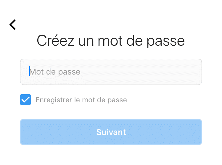 Création de compte Instagram : choisir un mot de passe