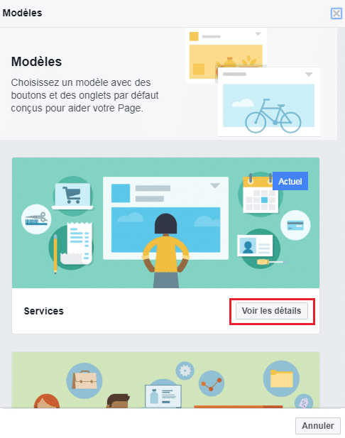 Modèles de page Facebook